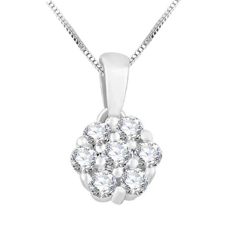 EcoLove 1/4 CTW Lab Grown Diamond Cluster Flower Shaped 18-inch Pendant in Sterling Silver