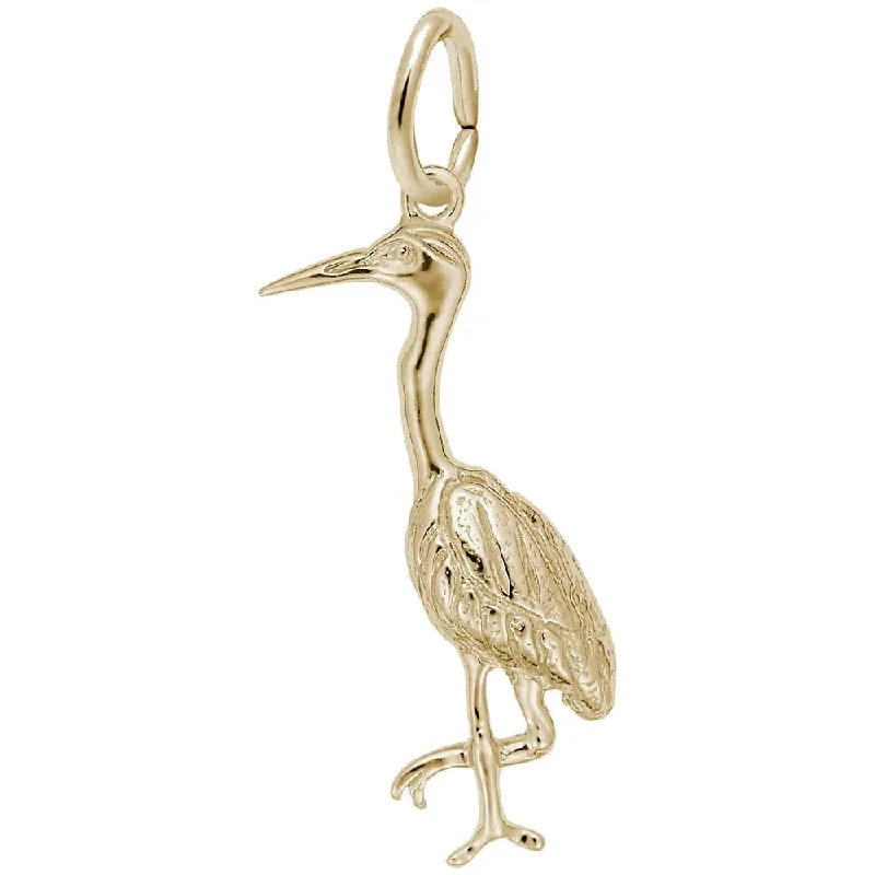 14K Yellow Gold Heron Charm