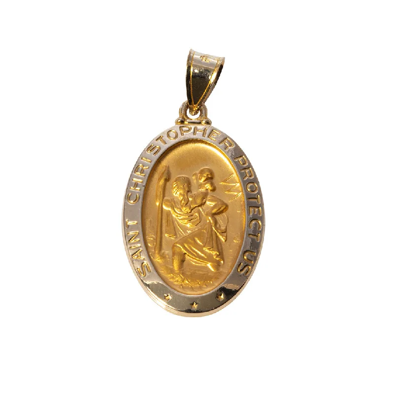 14K Yellow Gold Oval St. Christopher Medal Pendant