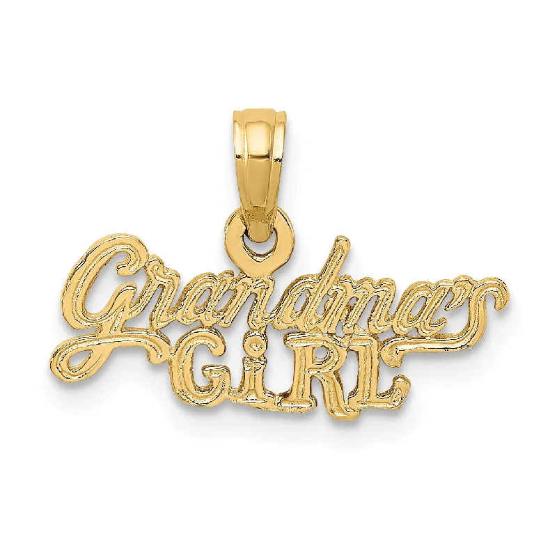 14KT Yellow Gold 12X19MM Grandmas Girl Pendant. Chain Not Included