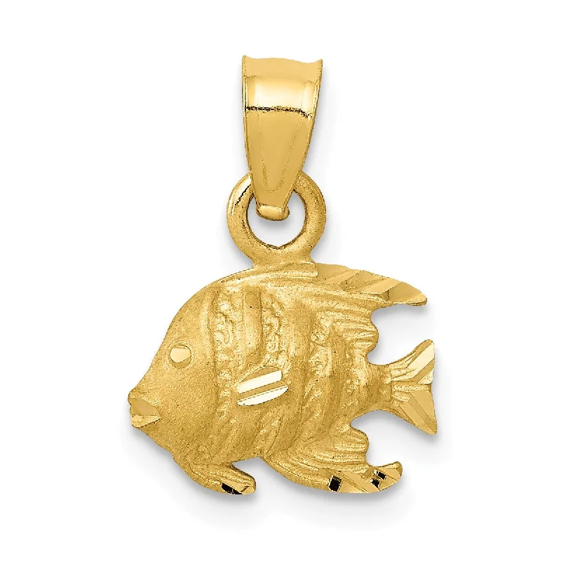 14KT Yellow Gold 16X10MM Fish Pendant. Chain Not Included