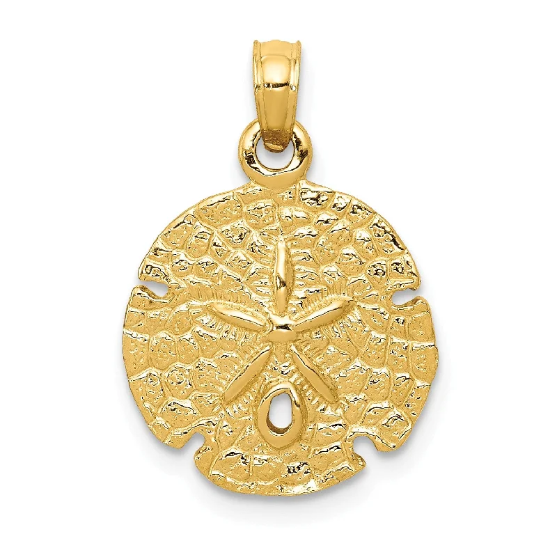 14KT Yellow Gold 21X15MM Sand Dollar Pendant. Chain Not Included