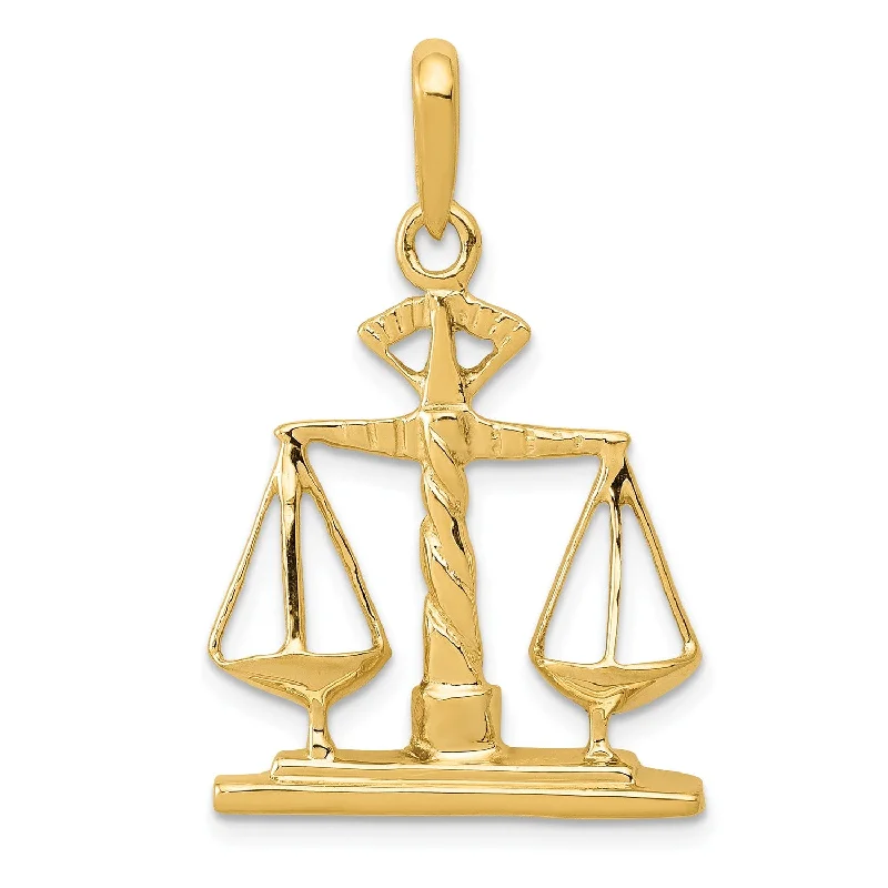 14KT Yellow Gold 29X19MM Scales of Justice Pendant. Chain Not Included