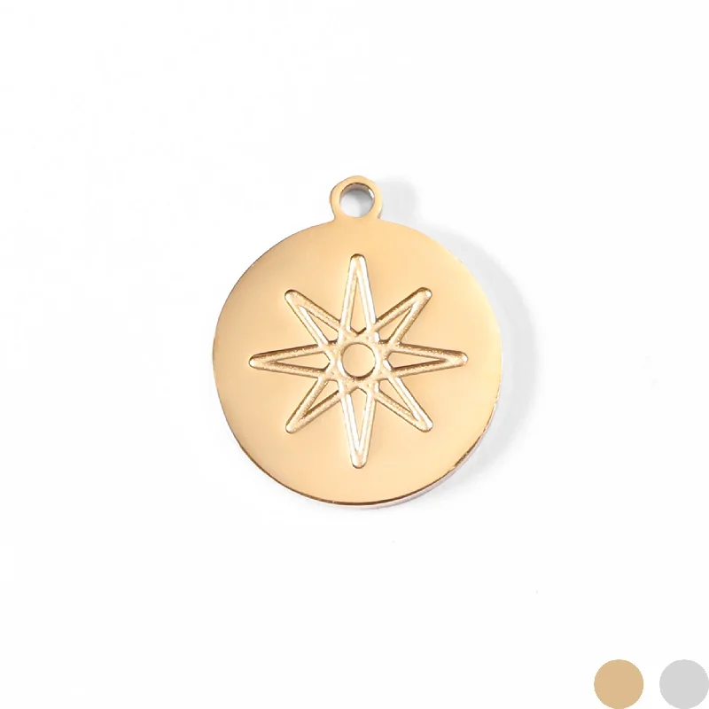 18K Gold PVD Stainless Steel Atomic Circle Charm / PDL0018