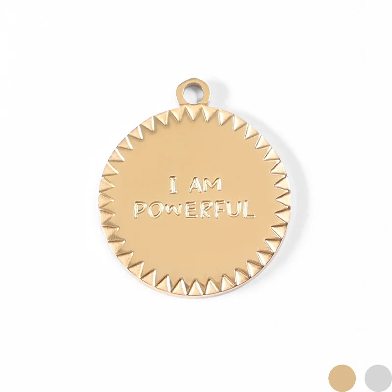 18K Gold PVD Stainless Steel "I Am Powerful" Charm / PDL0015