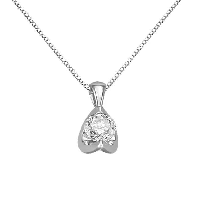 5/8 CTW Diamond Solitaire 18-inch Pendant in 14KT White Gold