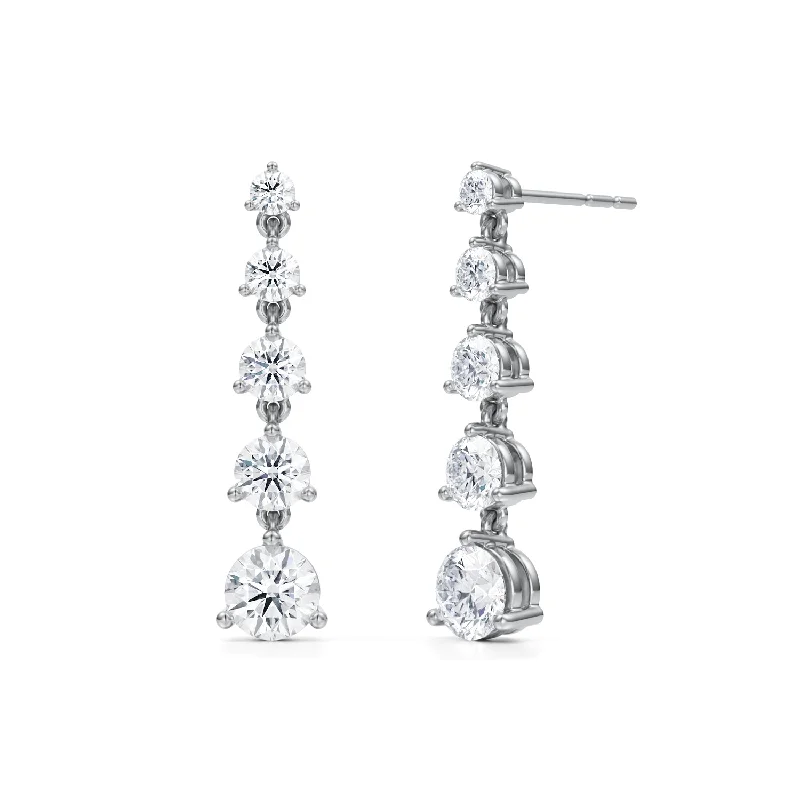 5 Graduated Round Lab Grown Diamond Dangle Earrings