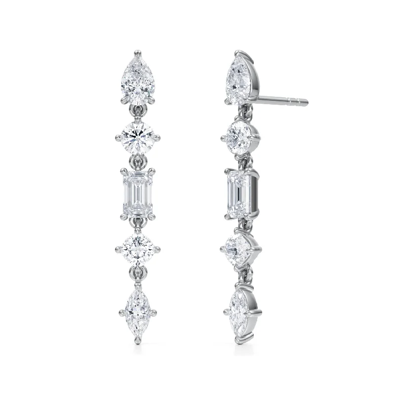 5 Mixed Lab Grown Diamond Dangle Earrings