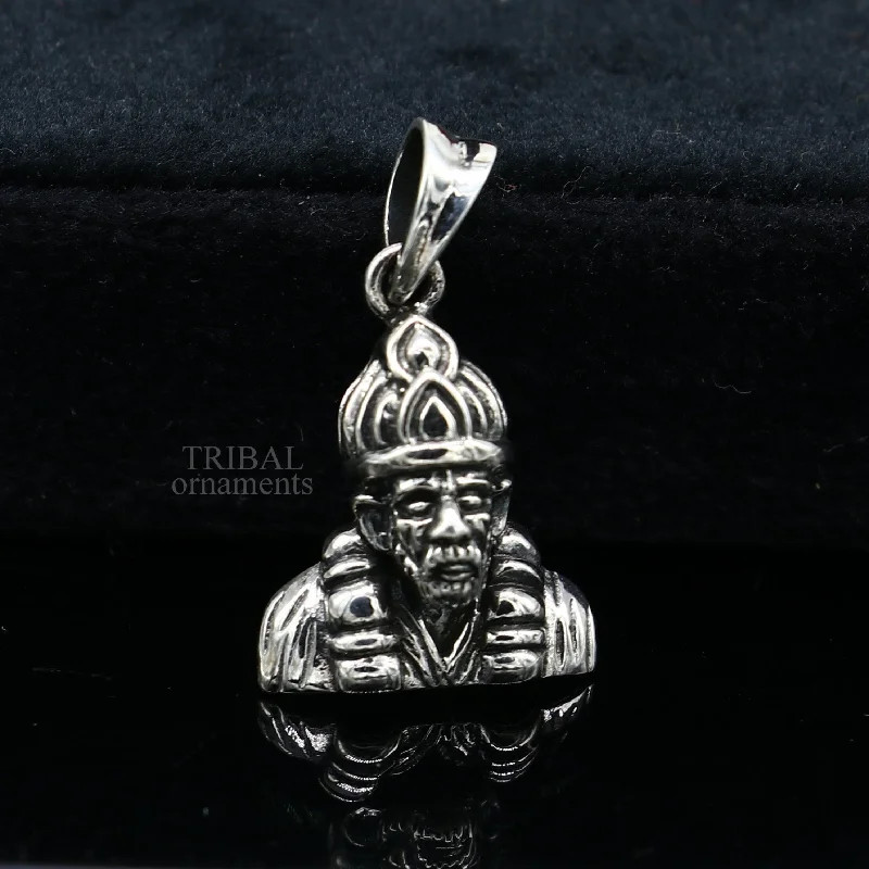 925 sterling silver handmade Indian idol Sai Baba pendant, amazing stylish unisex pendant locket personalized jewelry tribal jewelry ssp1703