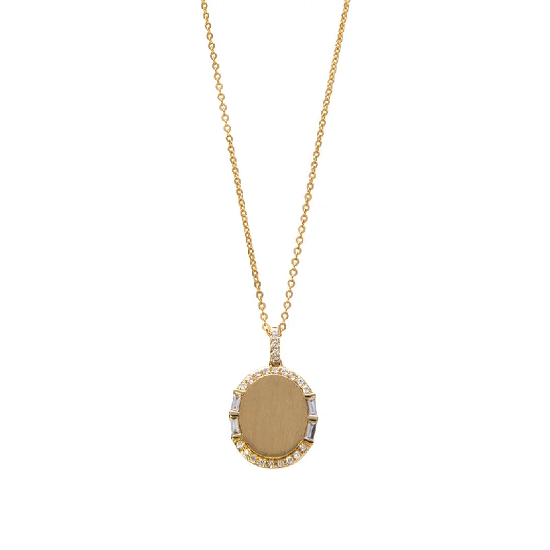 Diamond 14K Yellow Gold Oval Pendant Necklace