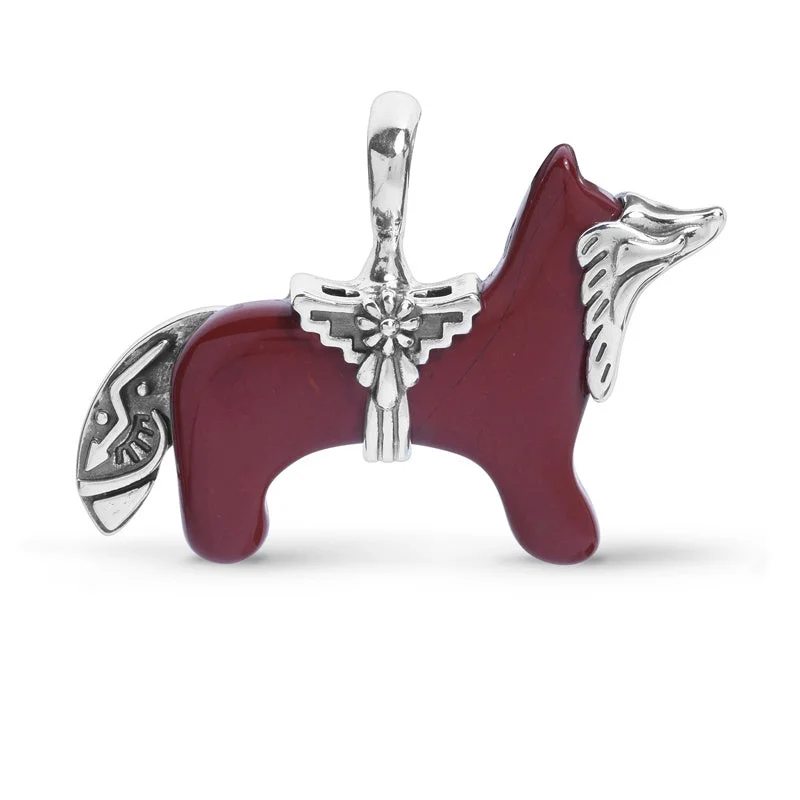 Sterling Silver Red Jasper Gemstone Fox Pendant Enhancer