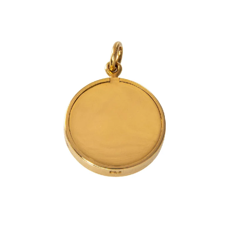 Estate 15K Yellow Gold Small Round Locket Pendant