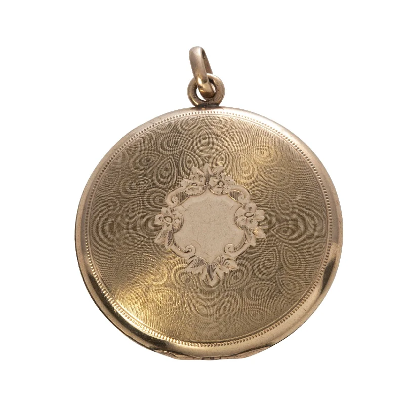 Estate Gold Filled Shield Center Round Locket Pendant