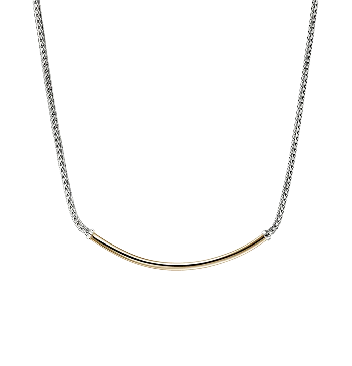 John Hardy Essentials Mixed Metals Smiley Bar Necklace