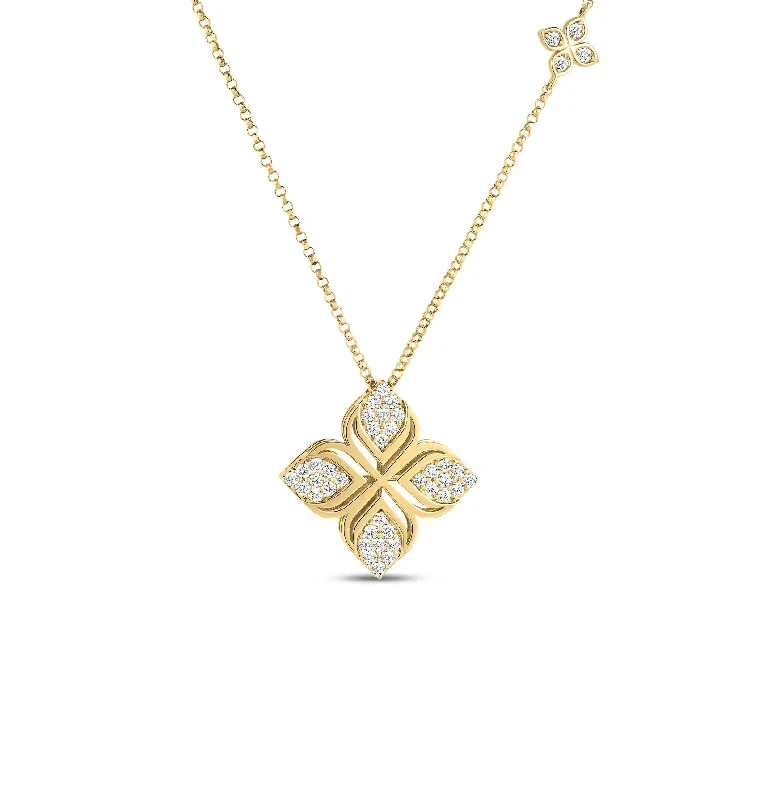 Roberto Coin Arabesque Yellow Gold Flower Diamond Pendant