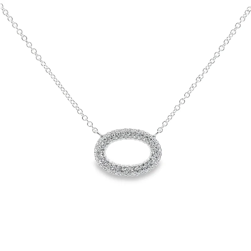 Shy Creation White Gold Pave Diamond Fashion Necklace