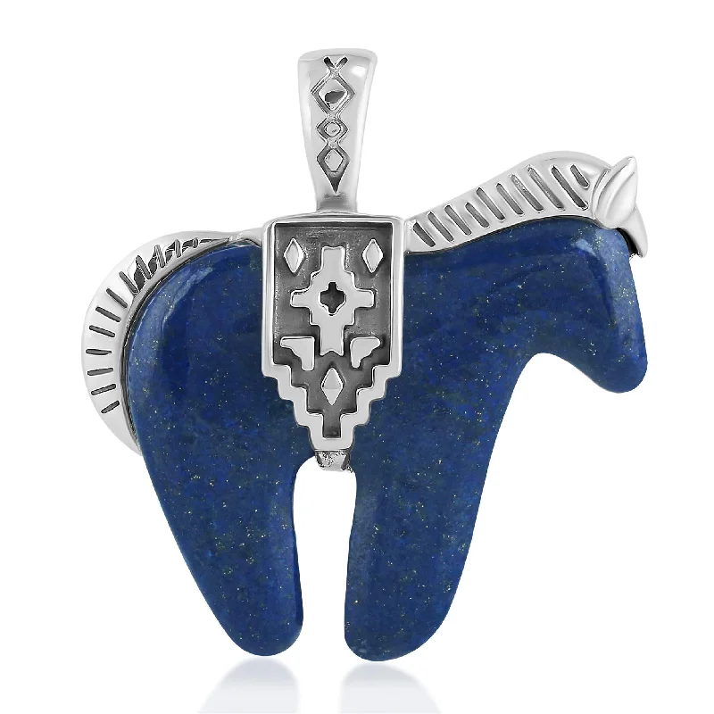 Sterling Silver Lapis Spirit Horse Pendant Enhancer