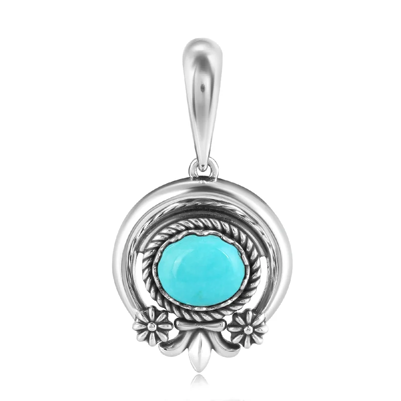 EXCLUSIVELY OURS! Sterling Silver Kingman Turquoise Oval Naja Pendant Enhancer