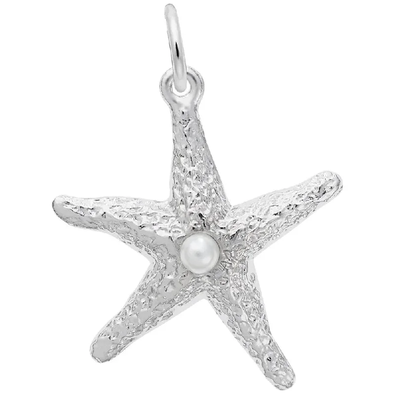 Sterling Silver Starfish with Pearl Charm