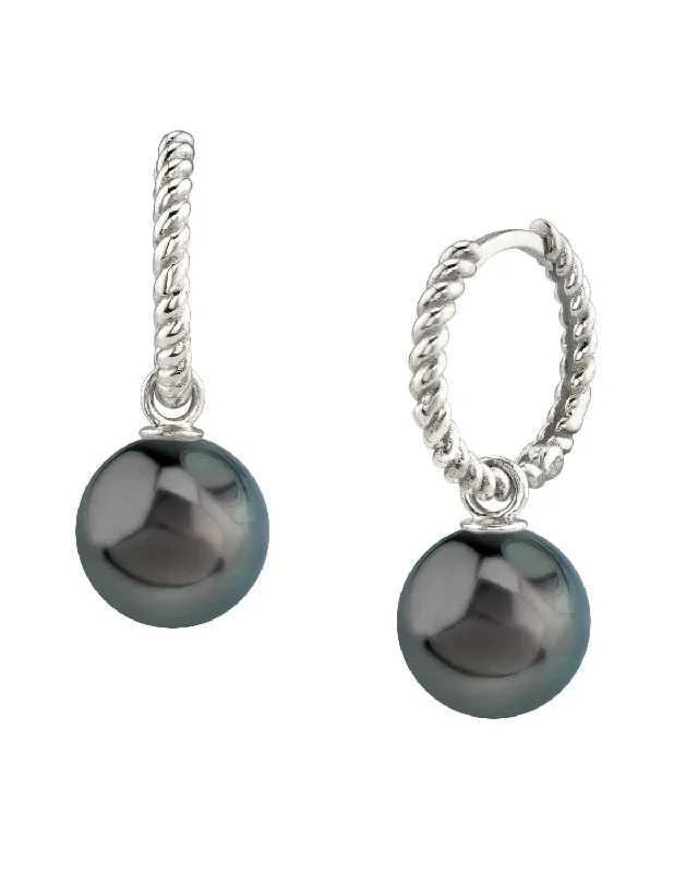 Black Tahitian Pearl Lyra Dangle Earrings