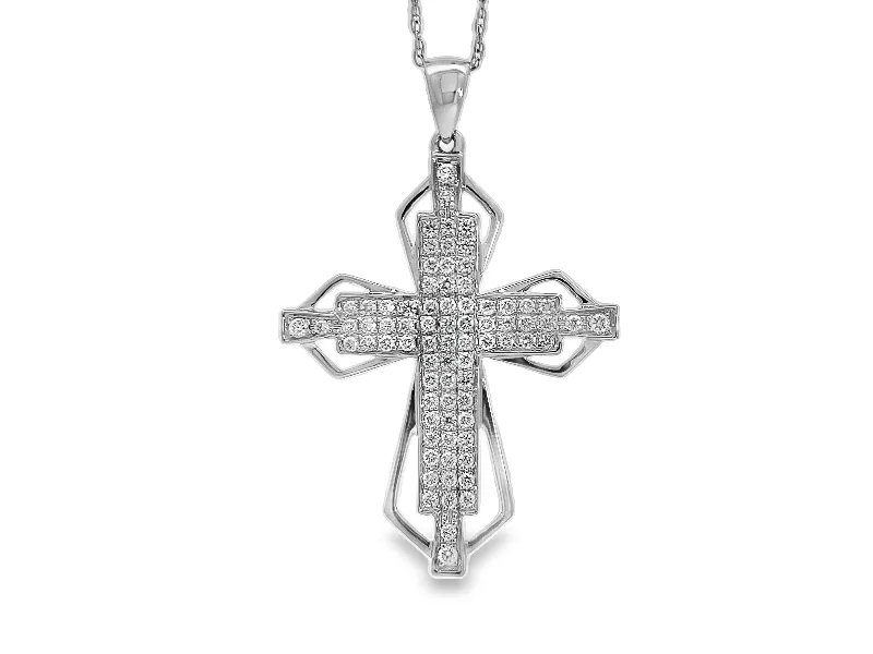 White Gold Diamond Cross Pendant