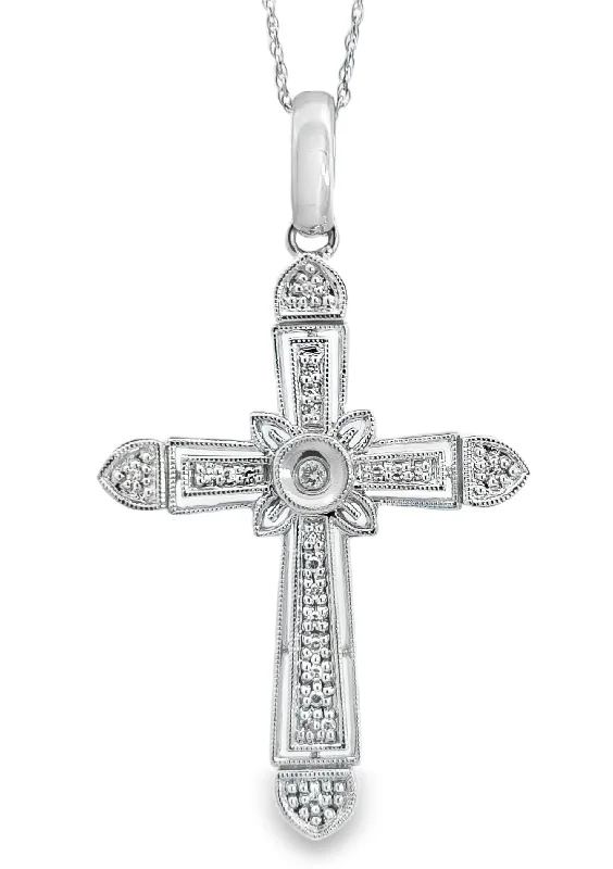 White Gold Diamond Cross Pendant