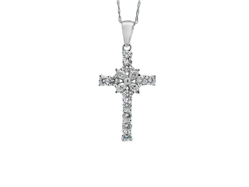 White Gold Diamond Cross Pendant