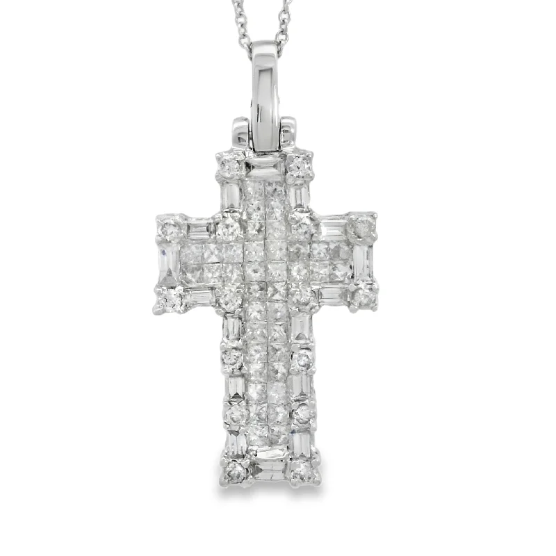 White Gold Diamond Cross Pendant