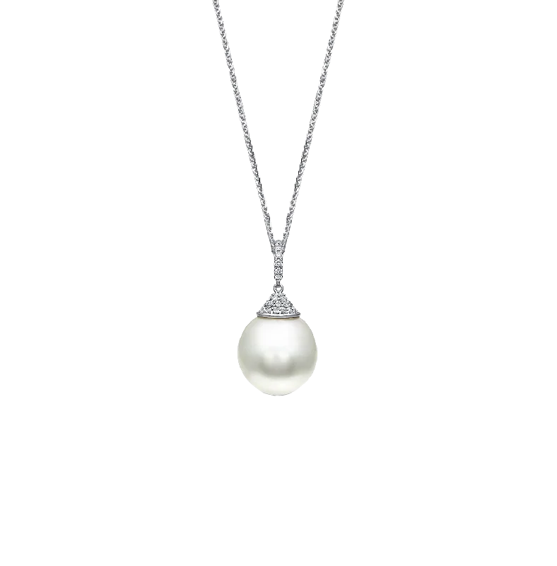 Sabel Collection White Gold Pearl and Diamond Necklace