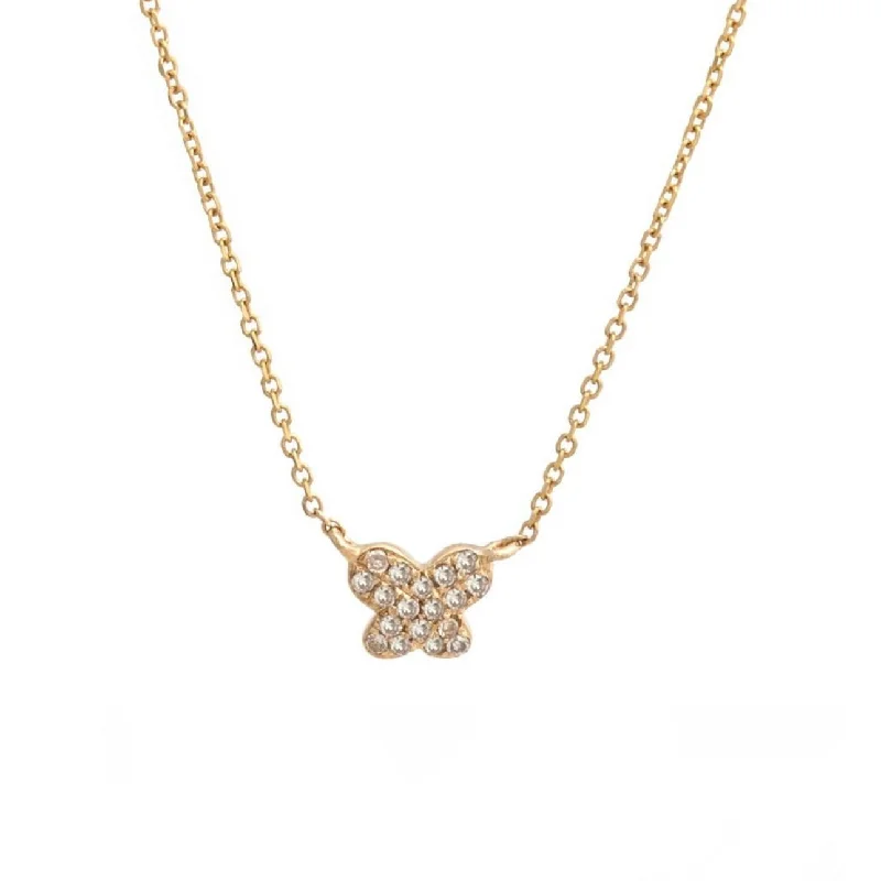 Yellow Gold Diamond Butterfly Necklace