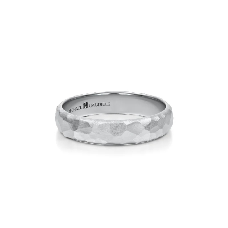 4mm Mens Wedding Band - Hammered Matte