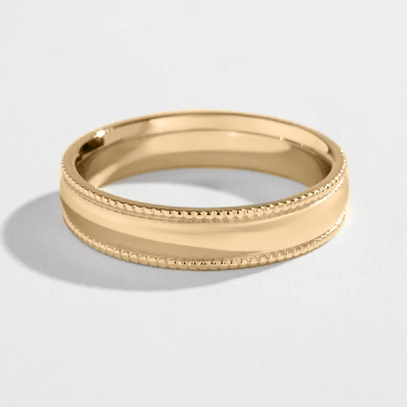 5MM WEDDING BAND | 14K GOLD | BEADED EDGES