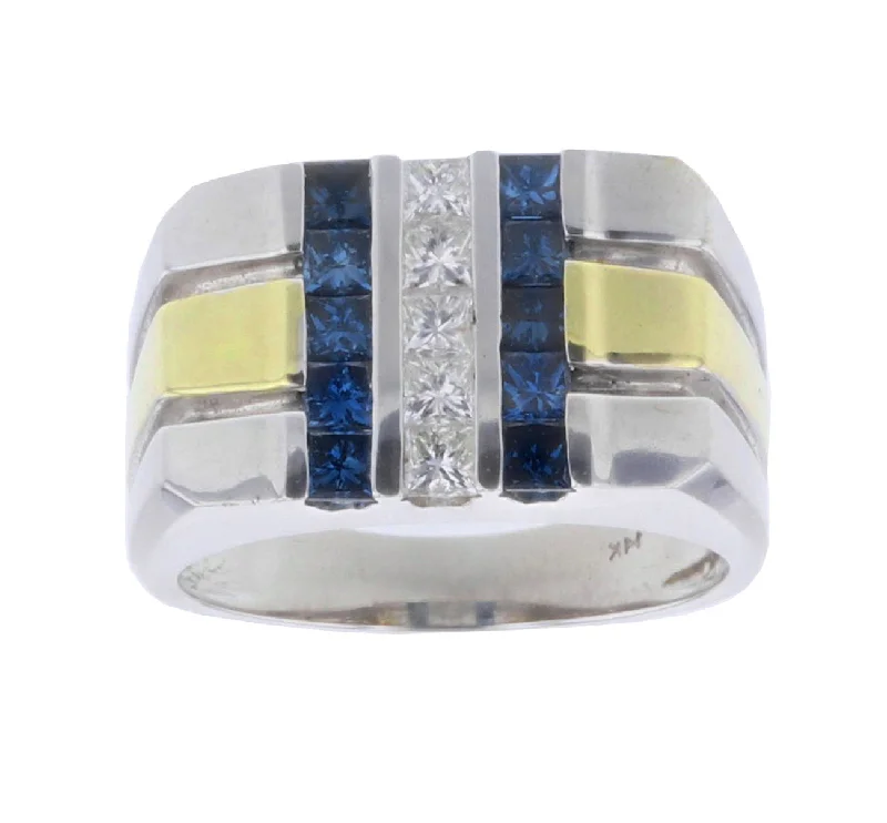 Blue Diamond Men's Ring (Blue Diamond 0.85 cts. White Diamond 0.42 cts.)