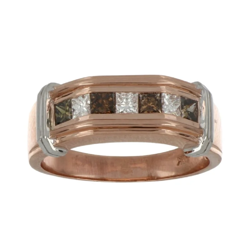 Brown Diamond Men's Ring (Brown Diamond 0.61 cts. White Diamond 0.4 cts.)