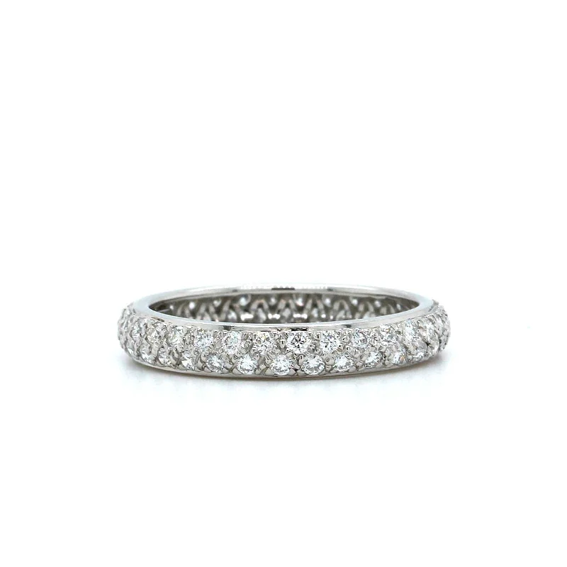 Platinum 2 Row Dome Diamond Eternity Band