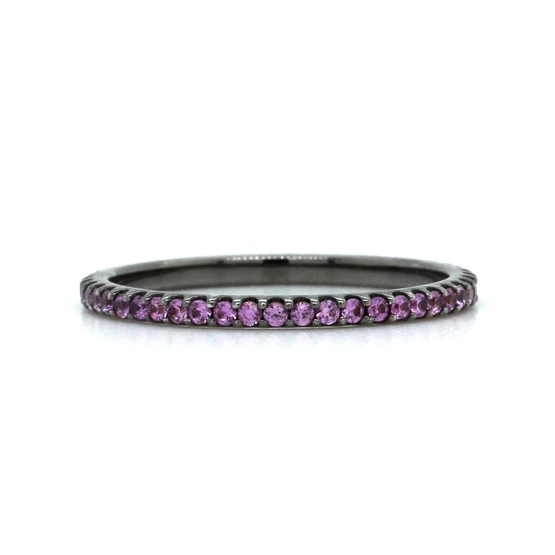 18K White Gold Pink Sapphire Black Rhodium Eternity Band