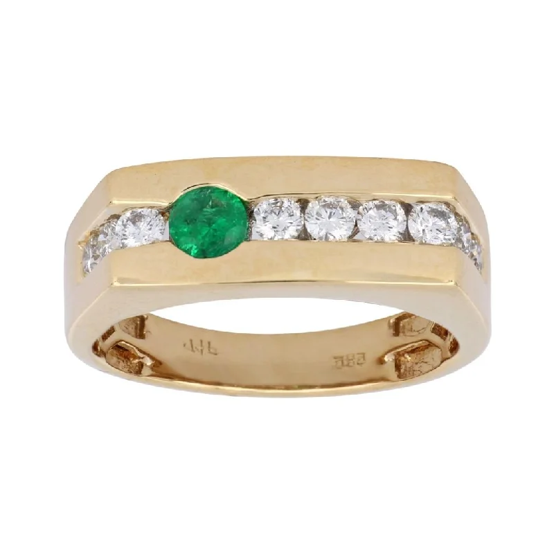 Emerald Men's Ring (Emerald 0.24 cts. White Diamond 0.74 cts.)