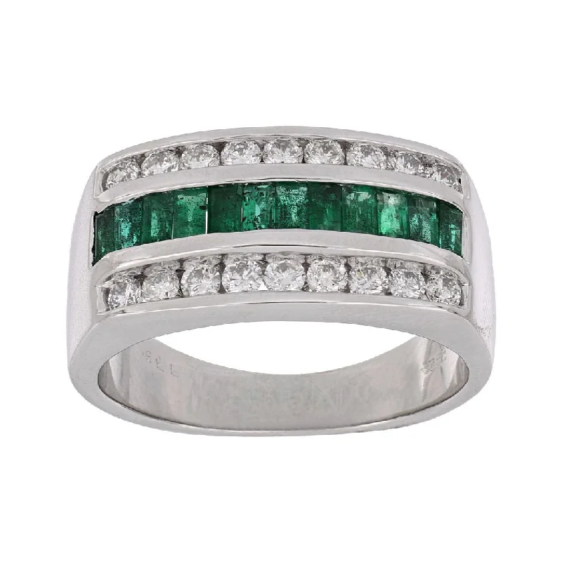 Emerald Men's Ring (Emerald 1.1 cts. White Diamond 0.85 cts.)