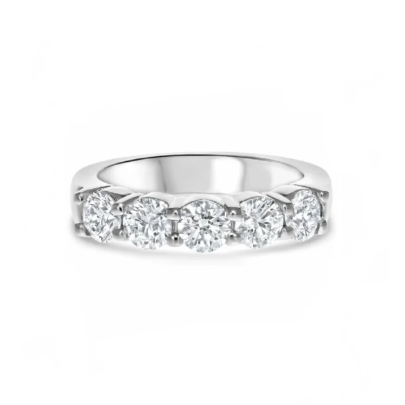 Lab Grown White Gold Five Stone Diamond Band