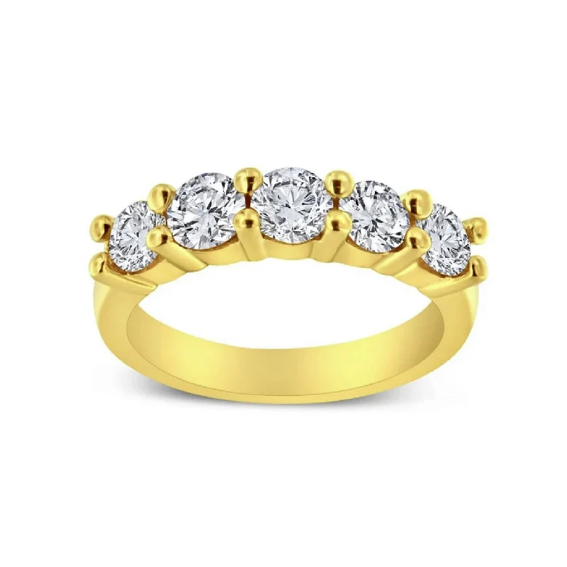 Lab Grown Yellow Gold Five Stone Diamond Band