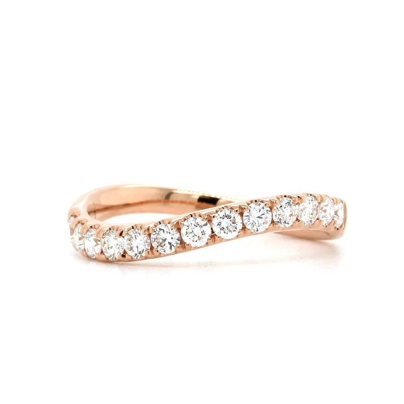 18K Rose Gold Prong Set Wave Diamond Band