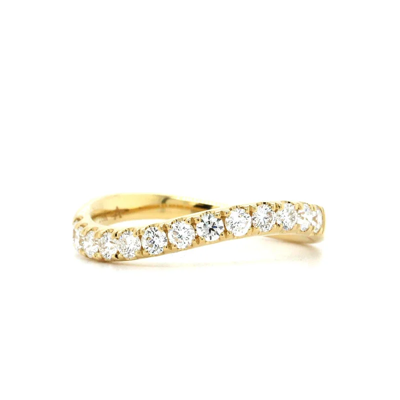 18K Yellow Gold Prong Set Wave Diamond Band