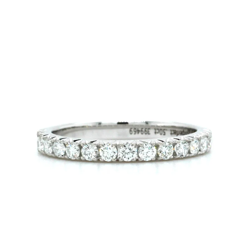 18K White Gold Prong Set Halfway Diamond Band