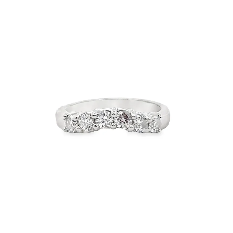 Platinum Curved Diamond Wedding Band