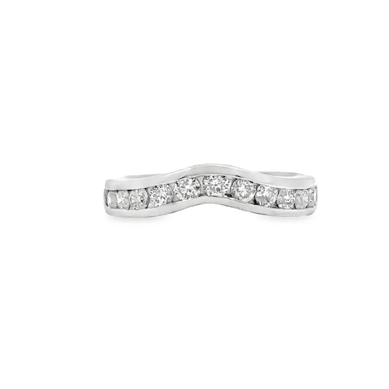 Platinum Curved Diamond Wedding Band