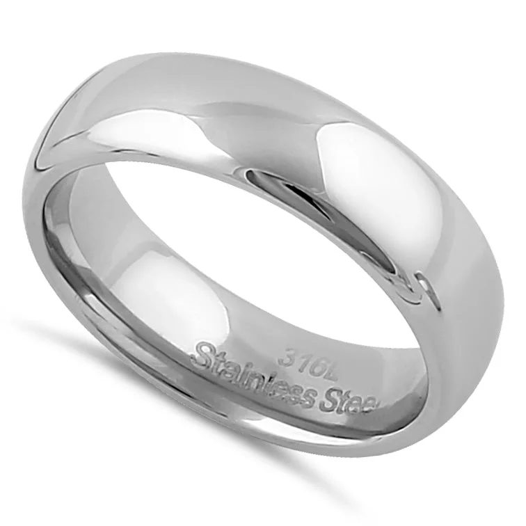 Stainless Steel Men's 6mm Polished Wedding Band