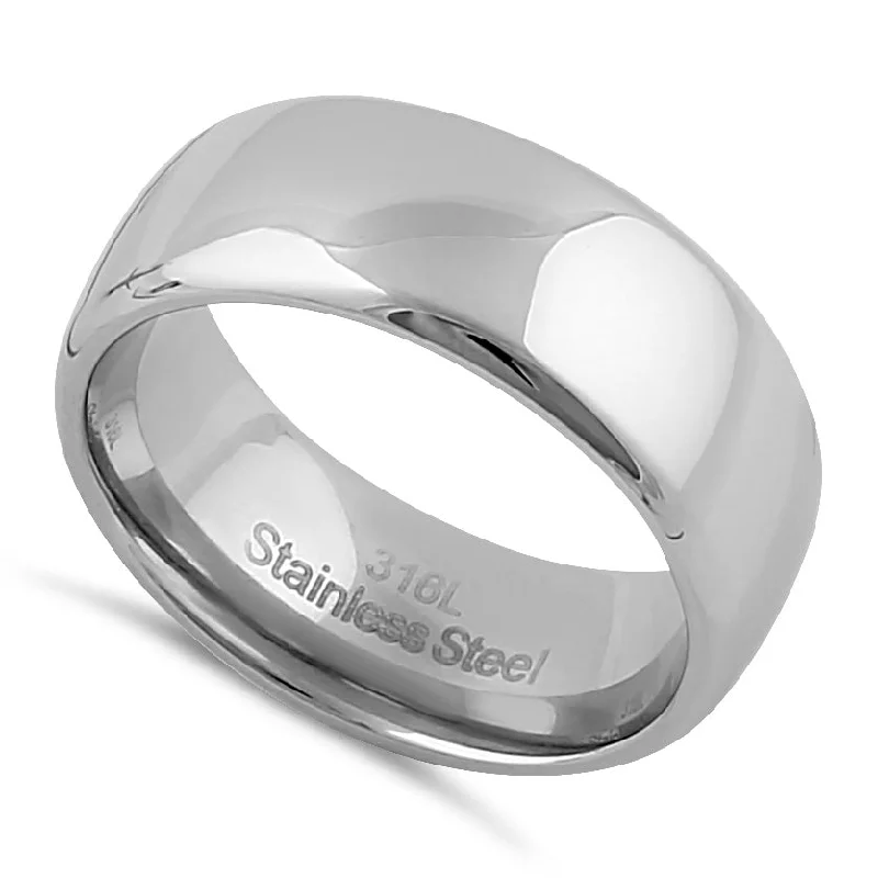 Stainless Steel Men's 8mm Polished Wedding Band