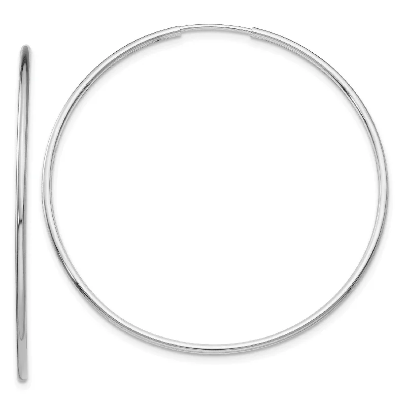 14KT White Gold 44X1.2MM Hoop Earrings