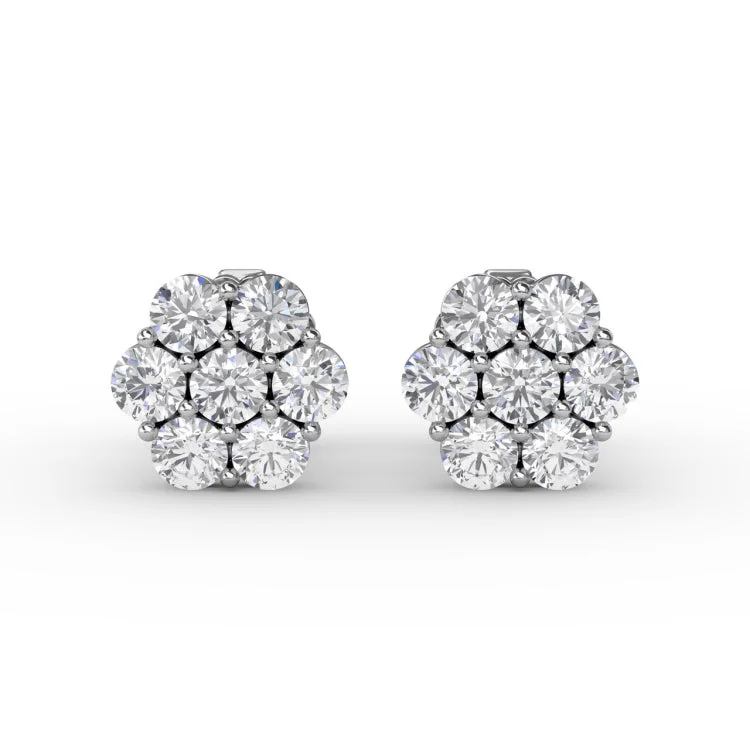 Floral Diamond Stud Earrings