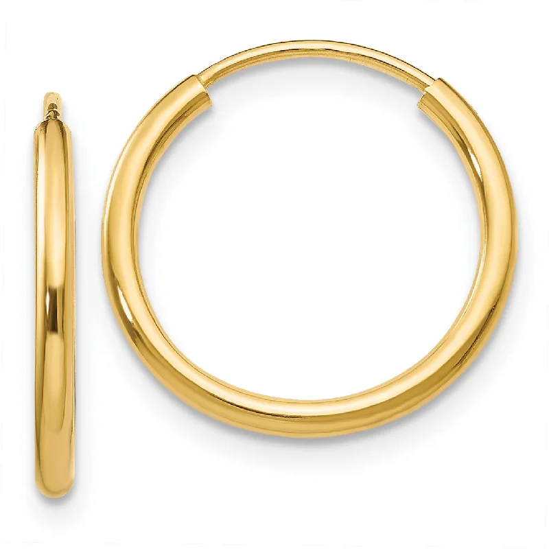 14KT Yellow Gold 14X1.5MM Hoop Earrings